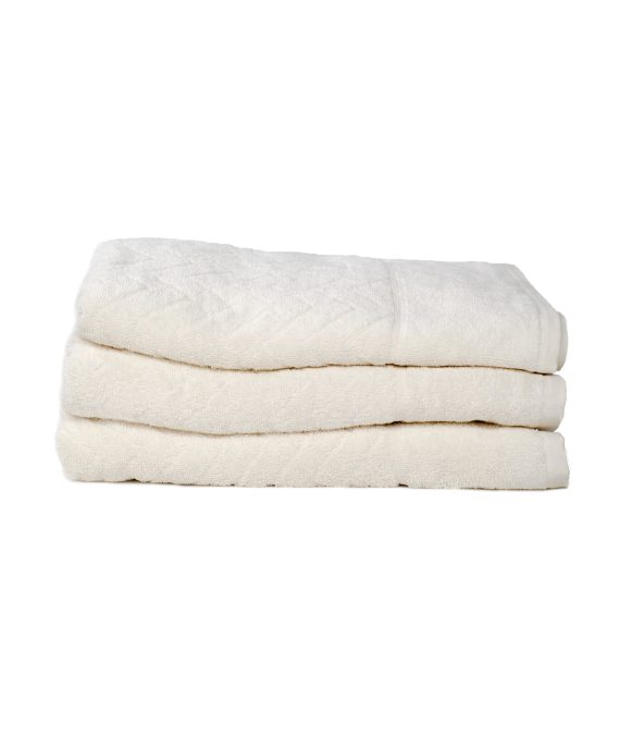 Lys creme mønstret håndklæder 70x140cm i 100% bomuld