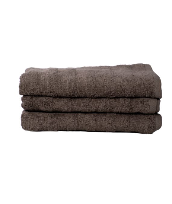 Stribet brun håndklæder 70x140cm i 100% bomuld
